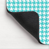 Turquoise Modern Houndstooth met naam Muismat (Hoek)
