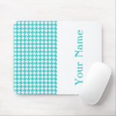 Turquoise Modern Houndstooth met naam Muismat (Met muis)