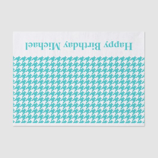 Turquoise Modern Houndstooth w/custom message Tissuepapier (Voorkant)