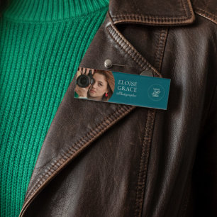 Turquoise Modern Logo Foto Fotograaf Naambadge