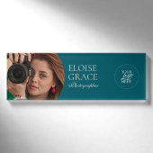 Turquoise Modern Logo Foto Fotograaf Naambadge (Voorkant)