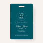 Turquoise Modern Logo Photo Photographer Badge (Achterkant)