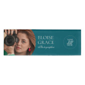 Turquoise Modern Logo Photo Photographer Name Tag (Voorkant)