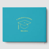 Turquoise Modern Photo Graduation Party Gold Gastenboek (Achterkant)