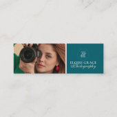 Turquoise Modern Photo Photographer  Mini Visitekaartje (Voorkant)