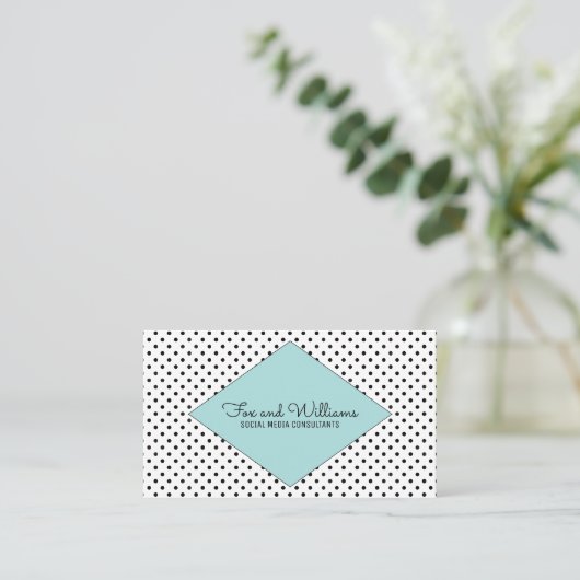 Turquoise Modern Polka Dots Visitekaartje (Staand voorkant)