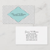 Turquoise Modern Polka Dots Visitekaartje (Voorkant / Achterkant)