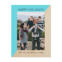 Turquoise Modern Slant Holiday Foto Briefkaart