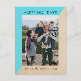 Turquoise Modern Slant Holiday Foto Briefkaart