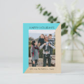 Turquoise Modern Slant Holiday Foto Briefkaart (Staand voorkant)