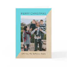 Turquoise Modern Slant Holiday Photo Card