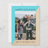 Turquoise Modern Slant Holiday Photo Flat Kaart (Voorkant)
