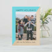 Turquoise Modern Slant Holiday Photo Flat Kaart (Staand voorkant)