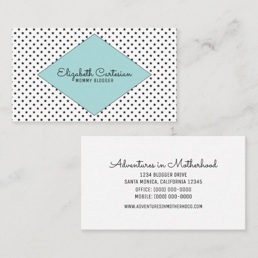 Turquoise Modern Stars Visitekaartje Contactkaartje (Voorkant / Achterkant)