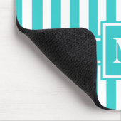 Turquoise Modern Stripe met monogram Muismat (Hoek)