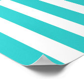 Turquoise Modern Stripe met monogram Poster (Hoek)
