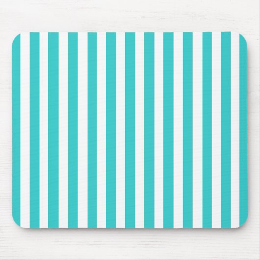 Turquoise Modern Stripes met Mode Silhouette Muismat (Voorkant)
