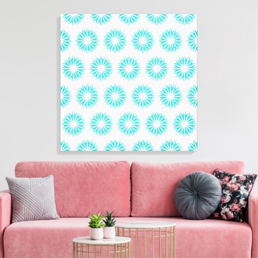Turquoise Modern Sunbursts Canvas Afdruk (Insitu (Woonkamer))