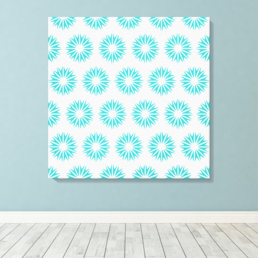 Turquoise Modern Sunbursts Canvas Afdruk (Insitu (Houten vloer))