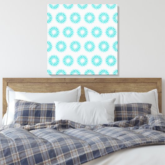 Turquoise Modern Sunbursts Canvas Afdruk (Insitu (Slaapkamer))