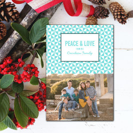 Turquoise Modern Triangles Holiday Photo Card Kaart