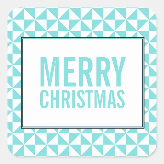 Turquoise Modern Triangles Holiday Stickers (Voorkant)