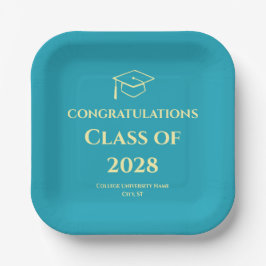 Turquoise Modern Typography Graduation Party Papieren Bordje