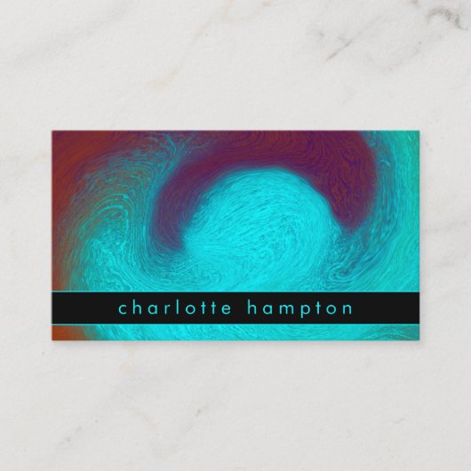 Turquoise Modern Unique Cool Groovy Custom Visitekaartje (Voorkant)