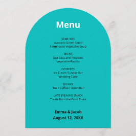 Turquoise Modern Wedding Menu Kaart