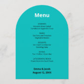 Turquoise Modern Wedding Menu Kaart (Voorkant)