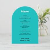 Turquoise Modern Wedding Menu Kaart (Staand voorkant)