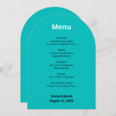 Turquoise Modern Wedding Menu Kaart (Voorkant / Achterkant)