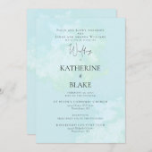 Turquoise moderne bruiloft beide ouders 2 locatie kaart (Voorkant / Achterkant)