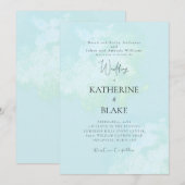 Turquoise moderne bruiloft beide ouders kaart (Voorkant / Achterkant)