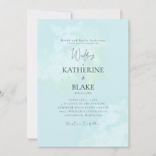 Turquoise moderne bruiloft bruid ouders kaart