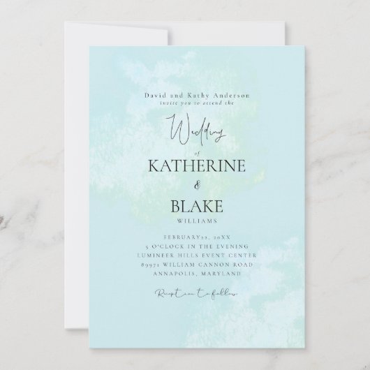 Turquoise moderne bruiloft bruid ouders kaart (Voorkant)