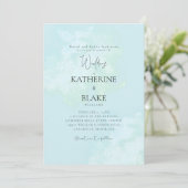 Turquoise moderne bruiloft bruid ouders kaart (Staand voorkant)