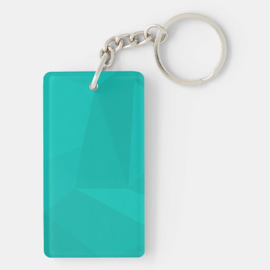 Turquoise, moderne, coole, trendy geometrische kun sleutelhanger (achterkant)
