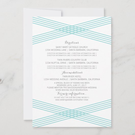 Turquoise Moderne Deco Informatiekaart Kaart (Voorkant)