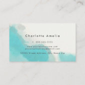 Turquoise Moderne Elegante Waterverf Visitekaartje (Achterkant)