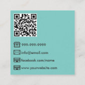 Turquoise Moderne Fotograaf QR-code Vierkante Visitekaartje (Achterkant)