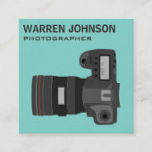 Turquoise Moderne Fotograaf QR-code Vierkante Visitekaartje (Voorkant)