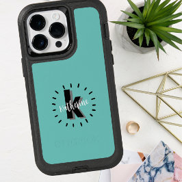Turquoise Moderne Naam Initiaal Monogram