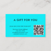 Turquoise Moderne Unieke Aangepaste QR Code Cadeau Visitekaartje (Achterkant)