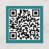 Turquoise Modernegrafisch Ontwerper QR-code Vierkante Visitekaartje (Achterkant)