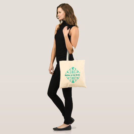 Turquoise Moeder van de Bride Wedding Canvas tas (Voorkant (model))
