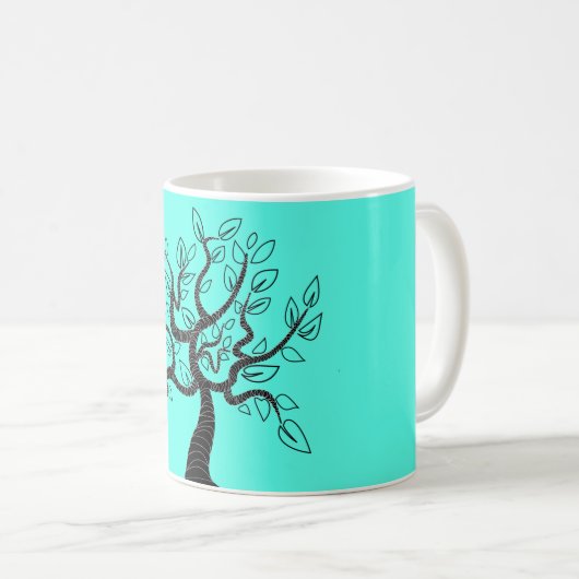 Turquoise Mok met Tree - Uw kleuren (Voorkant rechts)