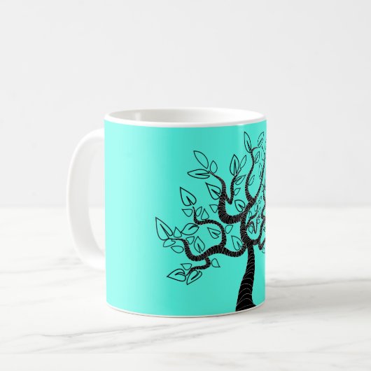 Turquoise Mok met Tree - Uw kleuren (Voorkant links)