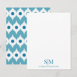 Turquoise Monogram Abstract Retro Patroon Notitiek Notitiekaartje