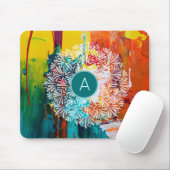 Turquoise Monogram Abstracte schilderijen Mandala Muismat (Met muis)
